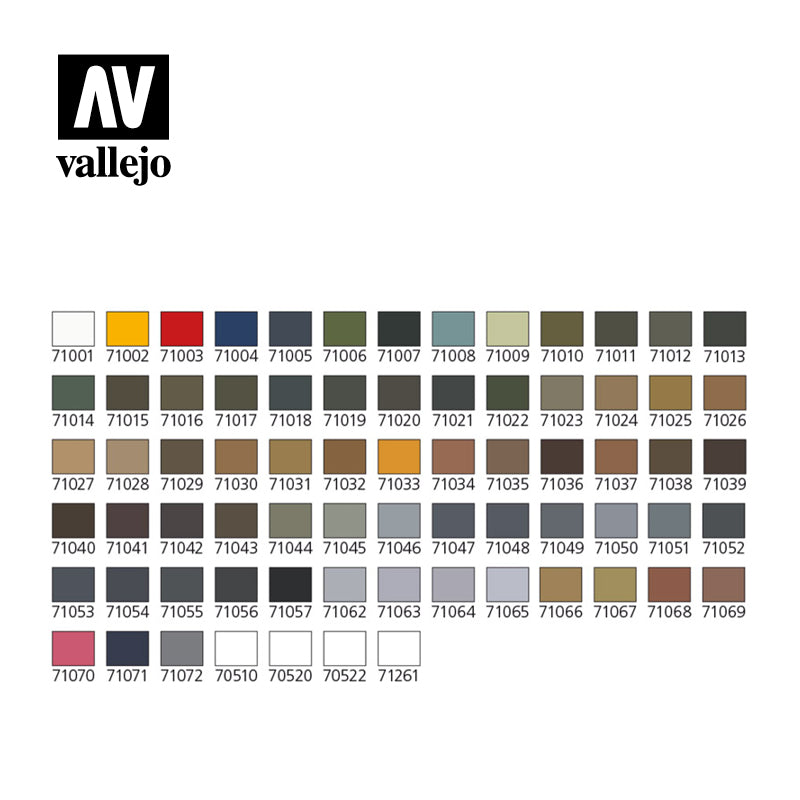 Vallejo Model Air: 72 Basic colours set and Brushes in Plastic Case